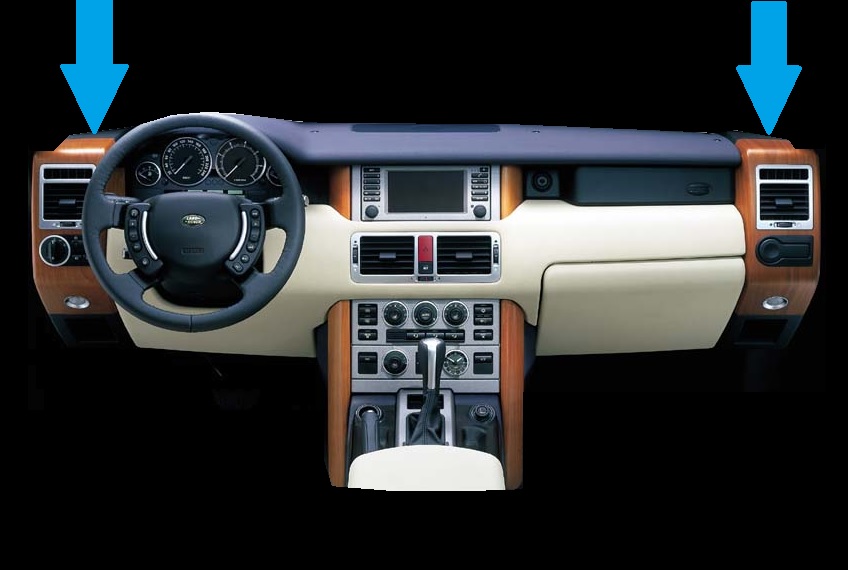 Pair Range Rover L322 Vogue interior Dash End trim panels Black Carbon